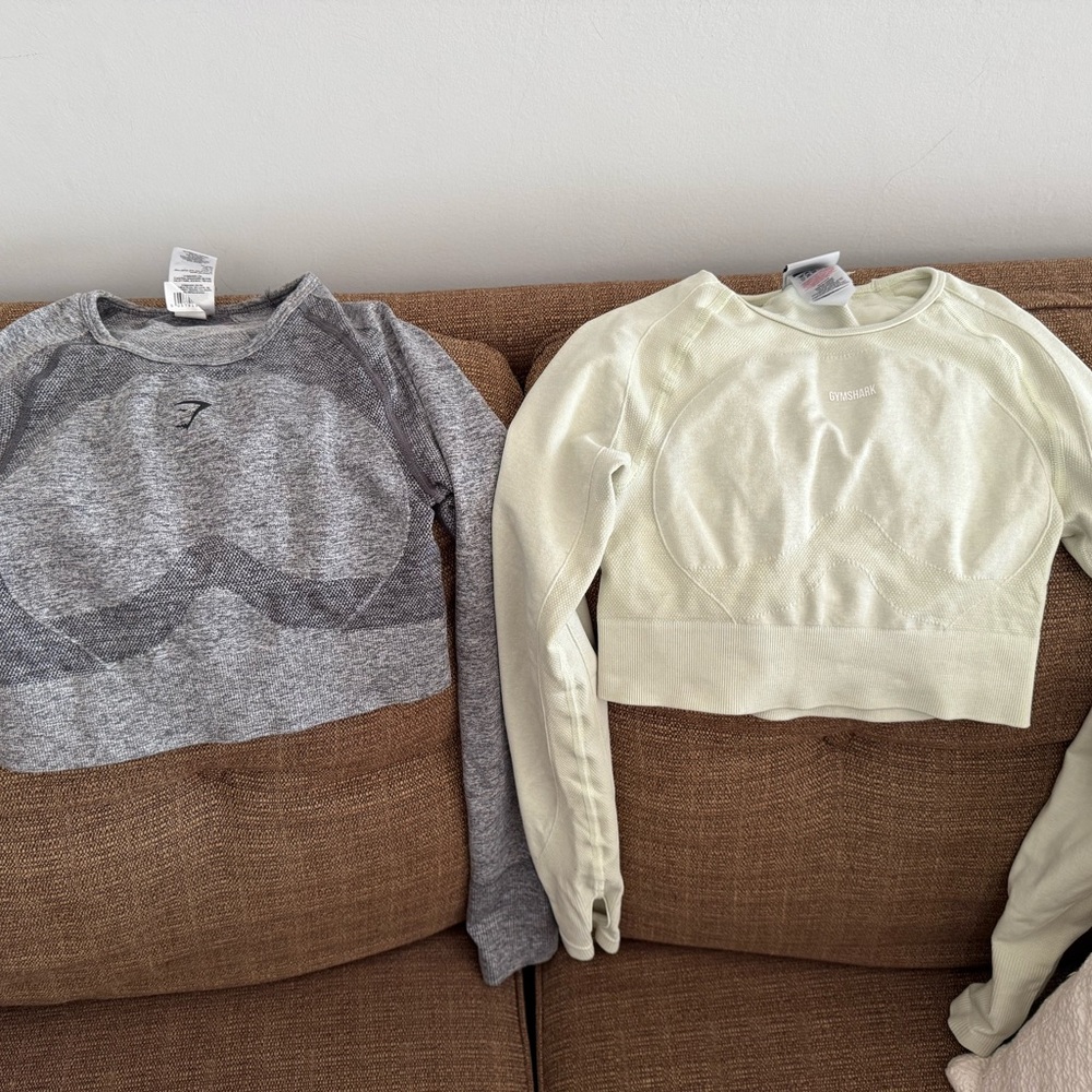 Gymshark Gray and lime Crew Neck Sweaters